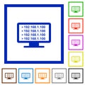 Ping remote computer flat framed icons