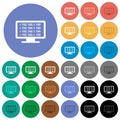 Ping remote computer round flat multi colored icons