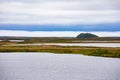 Pingo landmark in tundra at Tuktoyaktuk NWT Canada