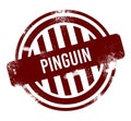 Pinguin - red round grunge button, stamp