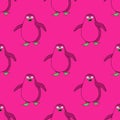 Pinguin walking seamless pattern
