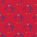 Pinguin walking seamless pattern