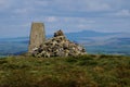 Pinhaw Beacon Trig Point on the Penine Way, Elslack Moor near Lothersdale, North Yorkshire. England, UK Royalty Free Stock Photo