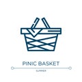 Pinic basket icon. Linear vector illustration from summer collection. Outline pinic basket icon vector. Thin line symbol for use