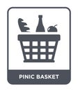 pinic basket icon in trendy design style. pinic basket icon isolated on white background. pinic basket vector icon simple and