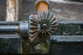 The pinion gear with wheel of an old mechanical device Royalty Free Stock Photo