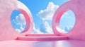 Pink Abstract Background with Circular Windows and Steps Royalty Free Stock Photo