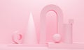 Pink abstract background with cone, sphere and arch. 3d rendering Royalty Free Stock Photo