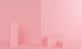 Pink abstract background with podium cube. 3d rendering