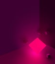 Pink abstract background with 3d cubes.