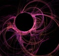 pink abstract spherical linear pattern on black background, wallpaper
