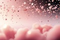 Pink abstract surreal background with stars, balls and unreal landscape. Pink dreams. Royalty Free Stock Photo