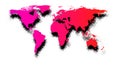 Pink abstract world map on white. Royalty Free Stock Photo