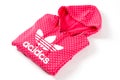 Pink Adidas originals hoodie jumper isolated on white background. Royalty Free Stock Photo