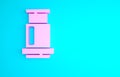 Pink Aeropress coffee method icon isolated on blue background. Device for brewing coffee. Minimalism concept. 3d