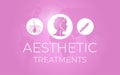 Pink Aesthetics Treatments Background Illustration for Women with Skin, Face and Injection Icons