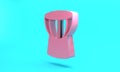 Pink African darbuka drum icon isolated on turquoise blue background. Musical instrument. Minimalism concept. 3D render