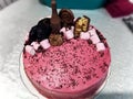 Pink air cake for the holiday, a sweet delicate dessert for a sweet tooth