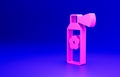 Pink Air freshener spray bottle icon isolated on blue background. Air freshener aerosol bottle. Minimalism concept. 3D Royalty Free Stock Photo