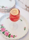 Pink alcoholic coktail in a tall wine glass Royalty Free Stock Photo