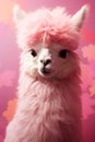 pink alpaca among pink clouds