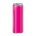 Pink aluminum can on white background. Royalty Free Stock Photo