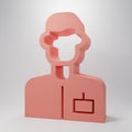 Pink Analyst engineer icon isolated on pink background. Minimalism concept. 3D render illustration Royalty Free Stock Photo