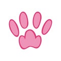 Pink animal pawprints. Sketch footprints of a rabbit, bunny, cat or dog. Vector illustration