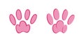 Pink animal pawprints. Sketch footprints of a rabbit, bunny, cat or dog. Vector illustration