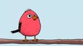 Miserable Robin: A Pink Bird Cartoon In 8k Resolution