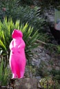 Pink animal statue in the park of Portofino harbor in Italy