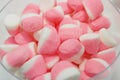 Pink ans white candys with sugar