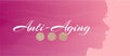 Pink Anti-Aging Background Illustration with Woman Face