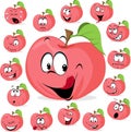 Pink apple with many expressions - funny apple vector