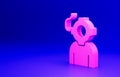 Pink Aqualung icon isolated on blue background. Diving helmet. Diving underwater equipment. Minimalism concept. 3D