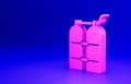 Pink Aqualung icon isolated on blue background. Oxygen tank for diver. Diving equipment. Extreme sport. Diving