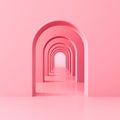 Pink arch hallway corridor abstract art background