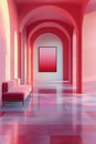 pink arched hallway with gradient artwork Royalty Free Stock Photo