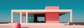 Pink architecture structure and swimming pool on sunny day. Summer minimalist background. Created with generative Ai technology