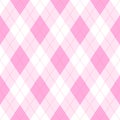 Pink argyle seamless pattern background.Diamond shapes with dashed lines. Simple flat vector illustration Royalty Free Stock Photo