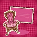 Pink Armchair and picture on checked background Royalty Free Stock Photo