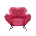 Pink armchair on white background