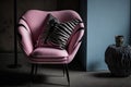 pink armchair with zebra print seat cushion and black legs Royalty Free Stock Photo