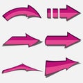 Pink arrows set - Right direction Royalty Free Stock Photo