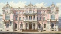 Pink Art Drawing Of A Palace: Realistic Renderings With Animecore Charm