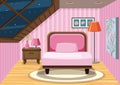 A pink attic bedroom