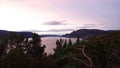 Pink Autumn sunset in Tingvoll fjord in Norway