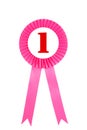 Pink award ribbons badge with white background