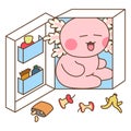 Pink Axolotl Stuffed into Fridge on Hot Summer Day Royalty Free Stock Photo