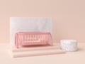 3d rendering pink baby cradle abstract marble scene